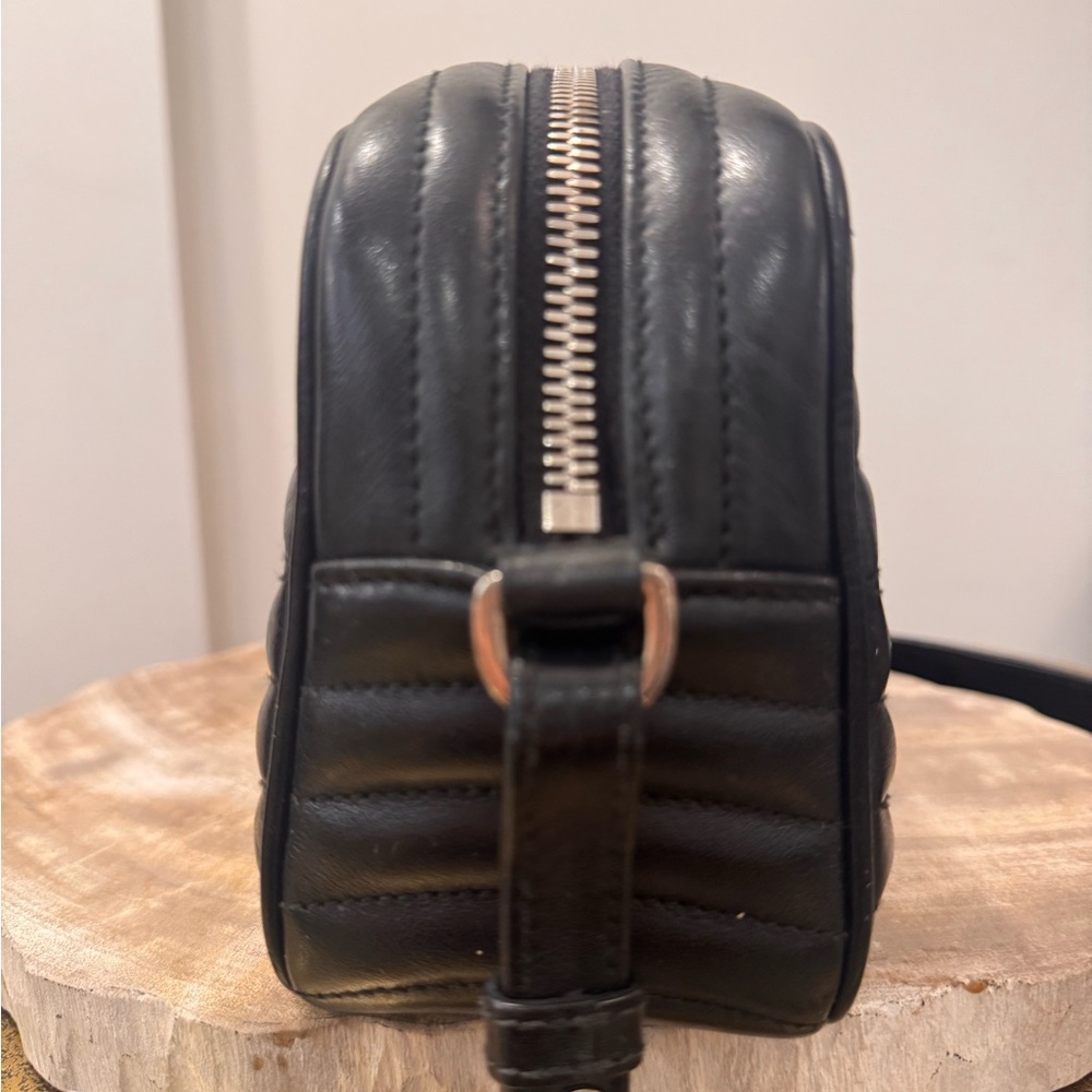 PRADA Diagramme Black Quilted Leather Camera Bag Crossbody Silver Chain - Picture 7 of 11